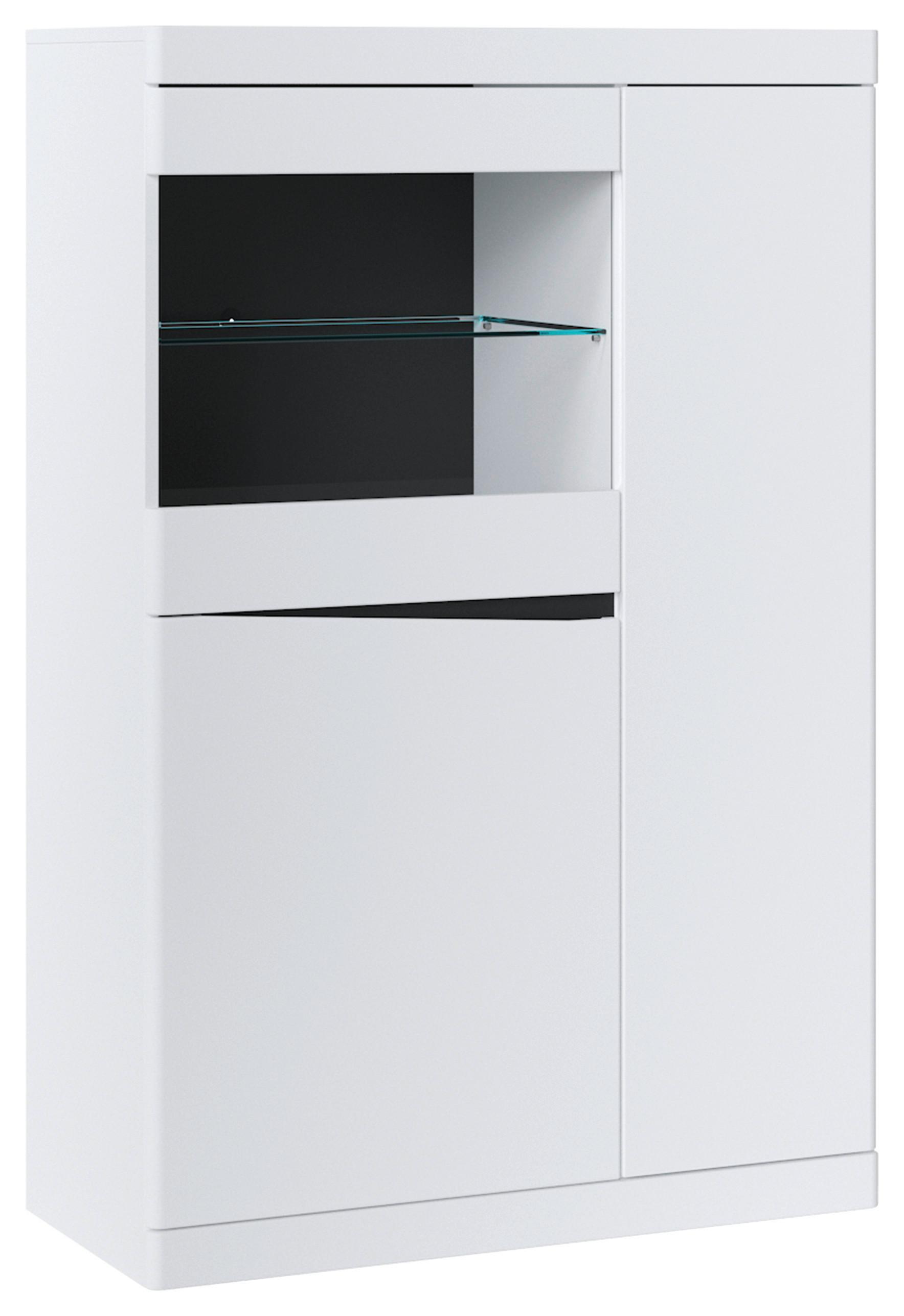 Vitrine Turino Neo Weiß B: 86 cm - Schwarz/Graphitfarben, Trend, Glas/Holzwerkstoff (86/130,8/39,9cm) - Sony