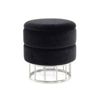 Pouf mit Stauraum Samt/Eisen Schwarz/Silbern H: 41 cm - Silberfarben/Schwarz, Basics, Holzwerkstoff/Kunststoff (37,5/41/37,5cm) - Kayoom