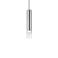 Hängeleuchte Look H: 56/140 cm 1-Flammig Zylinderform - Chromfarben/Transparent, KONVENTIONELL, Glas/Metall (6/56/140cm) - Ideal Lux