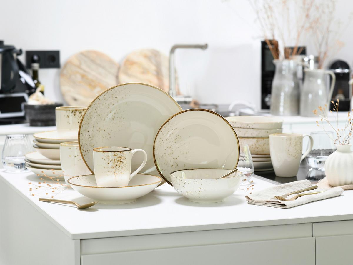 Kombiservice 20-Teilig. Steinzeug, creme - Creme, Basics, Keramik - Creatable