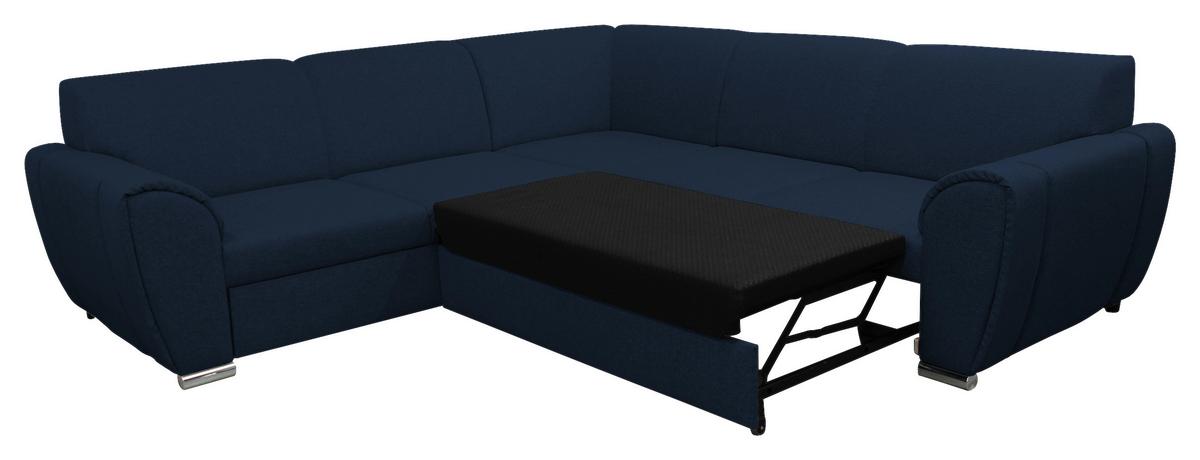 Ecksofa Delux Dunkelblau Mit Schlaffunktion Ottomane Links - Silberfarben/Dunkelblau, Design, Textil (266/266cm) - Livetastic