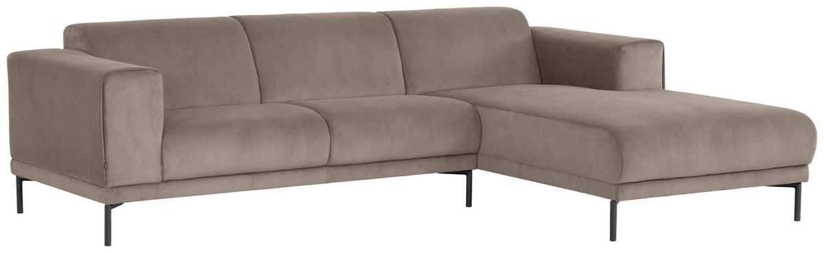 Ecksofa Erno Taupe S: 262 Cm - Taupe/Schwarz, Design, Textil (262/183cm) - MID.YOU