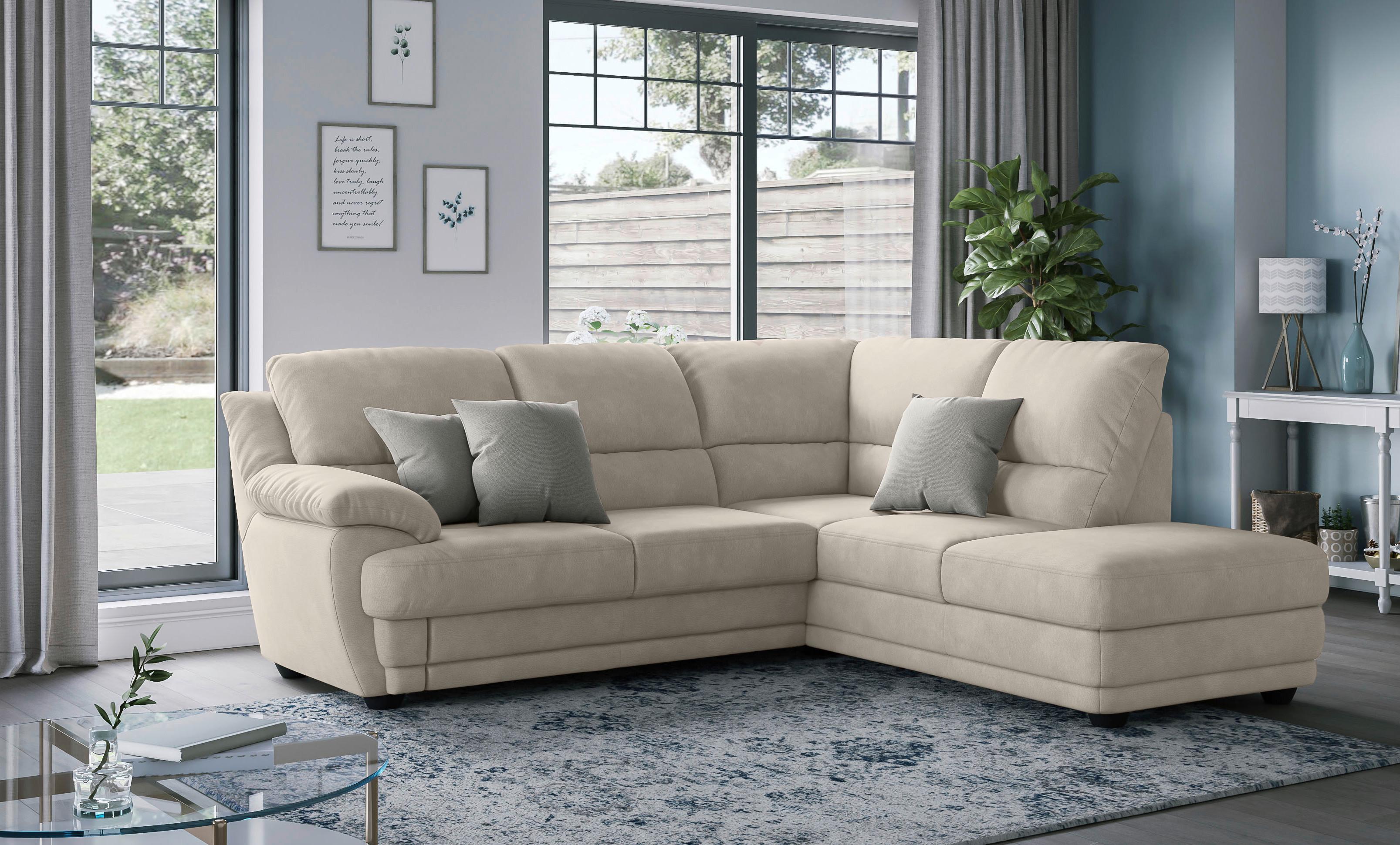 Ecksofa Nebolo Sandfarben Mikrofaser - Sandfarben, Design, Textil (245/225cm) - Livetastic