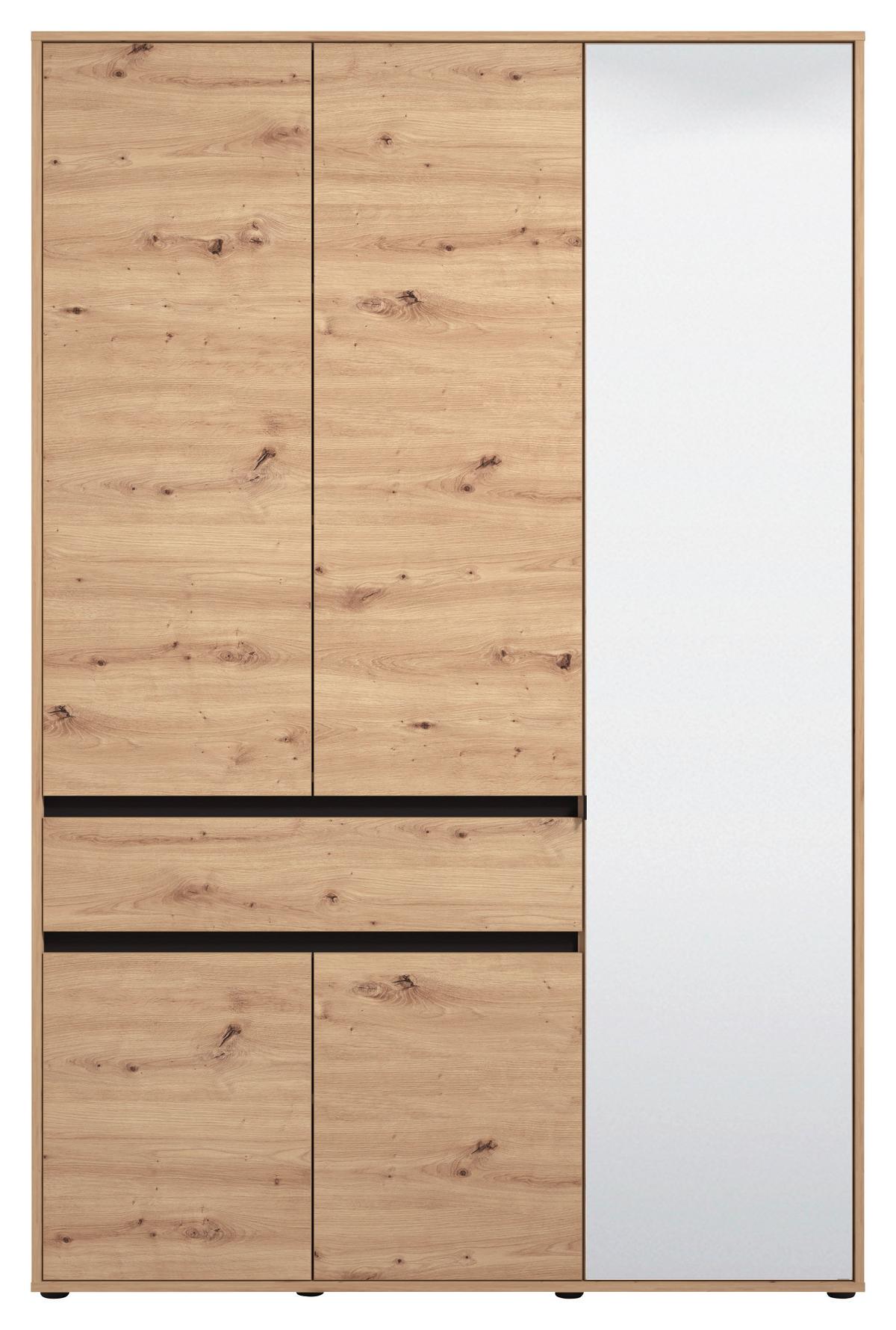 Nyílóajtós Szekrény Corbett 138,5/210cm - fekete/Artisan tölgy, Basics, faalapú anyag/üveg (138/210,5/54cm)