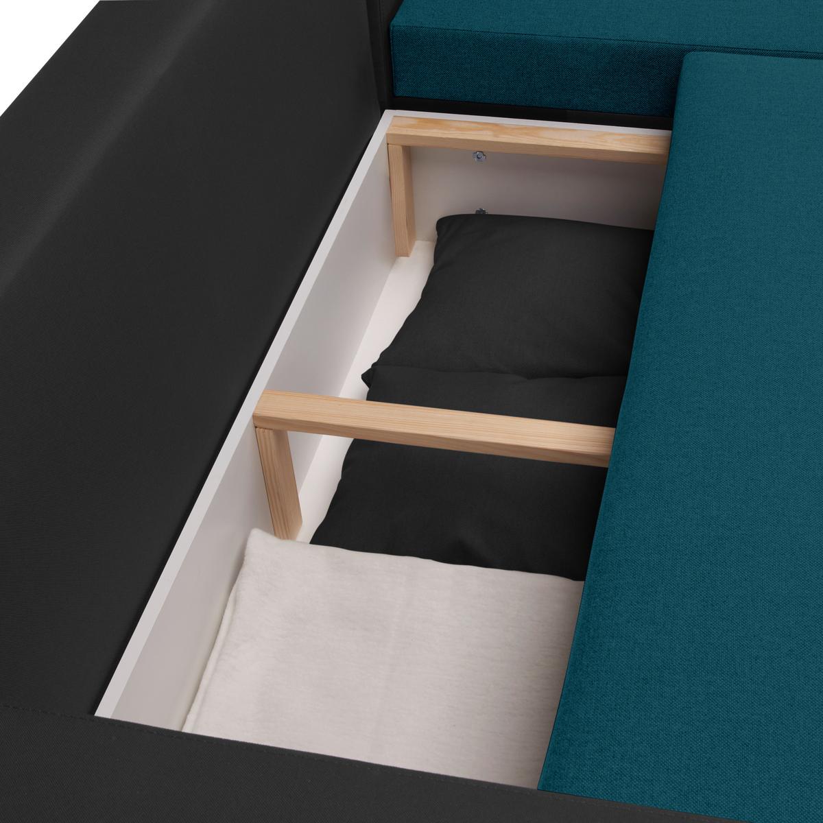 Ecksofa Karol - Türkis/Schwarz, MODERN, Textil (230/140cm) - P & B