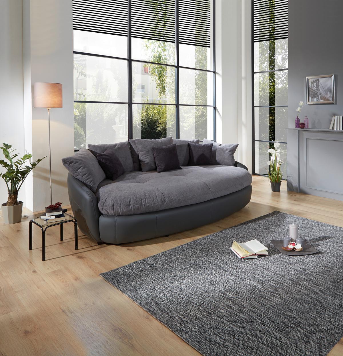Big Sofa Aruba mit Kissen B: 238 cm Grau/Schwarz Lederlook - Schwarz/Grau, LIFESTYLE, Textil (238/80/140cm) - Luca Bessoni