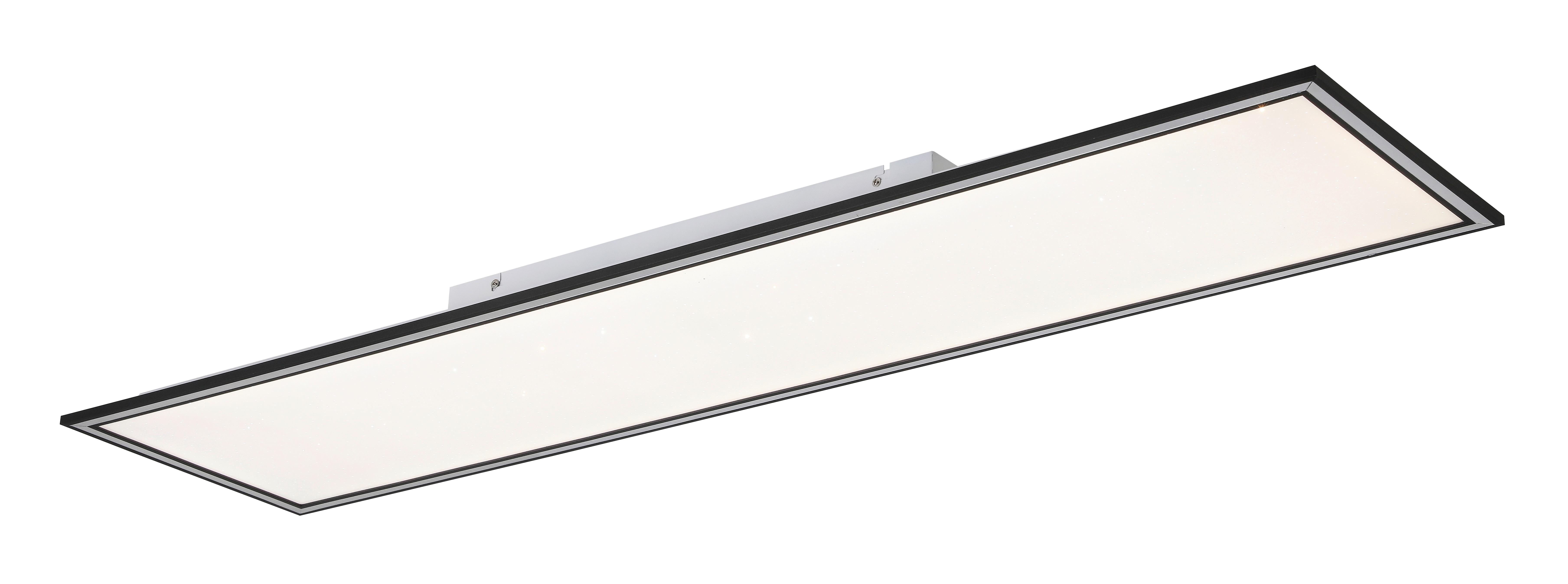 LED-Deckenleuchte Bruno L: 120 cm mit Sternenhimmel - Chromfarben/Schwarz, MODERN, Kunststoff/Metall (120/30/7,5cm) - Luca Bessoni
