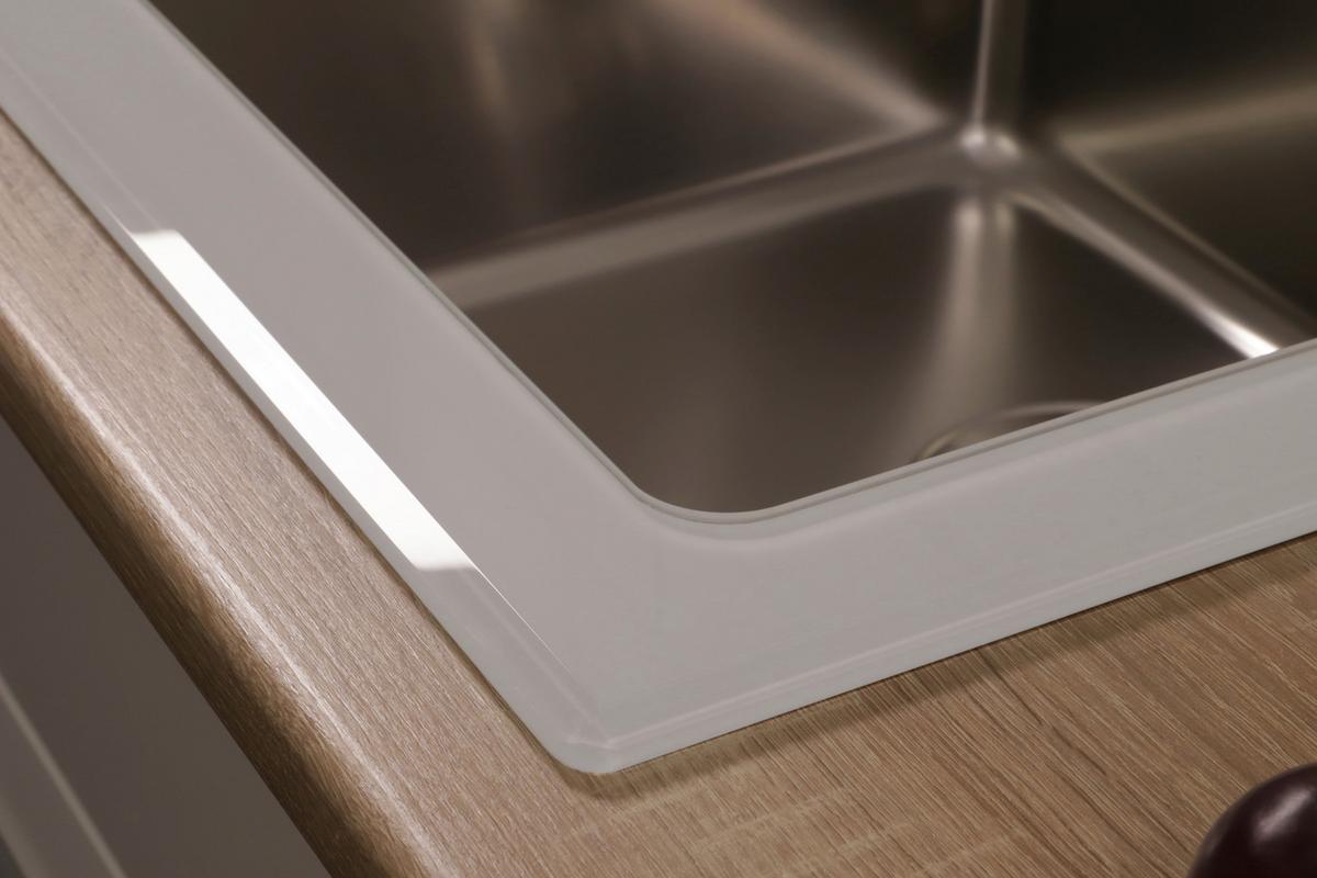 Spüle Respekta Edelstahl/glas Bxt: 55x53 Cm - Weiß, Trend, Glas/Metall (55/21/53cm) - Respekta
