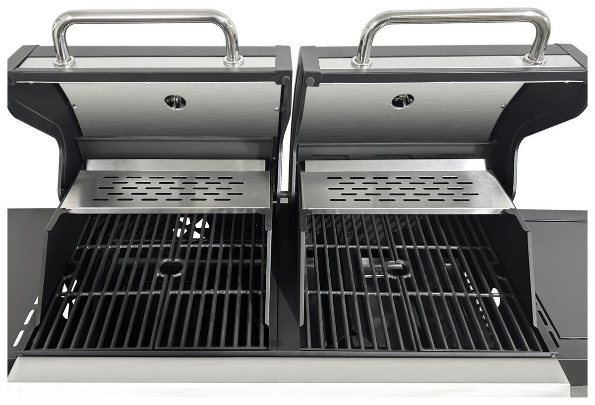 Kombi-Grill Micha 2 Holz & Gas - Silberfarben/Schwarz, Trend, Kunststoff/Metall (147,5/52/110cm) - Homezone