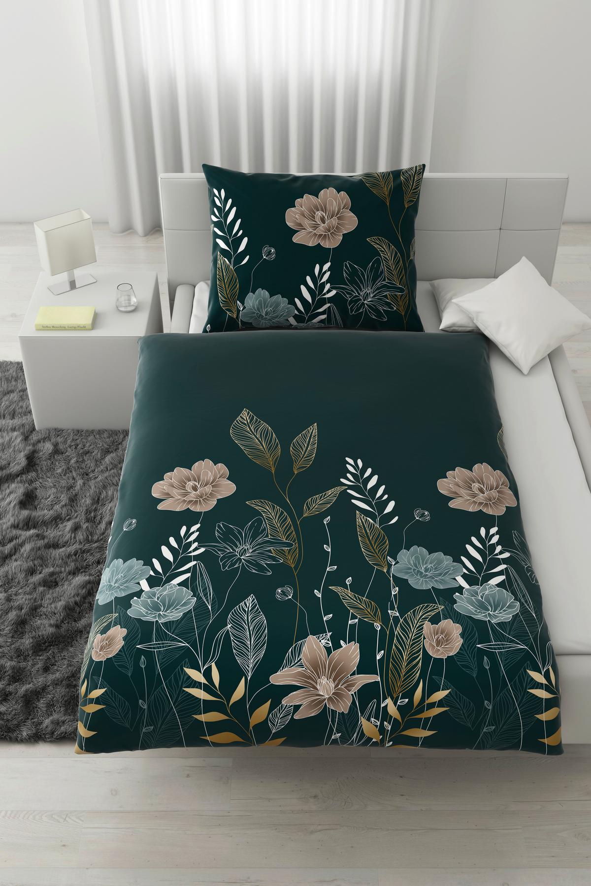 Povlečení Nala, 70/90 140/200cm, zelená - zelená, Romantický / Rustikální, textil (140/200cm) - Mömax