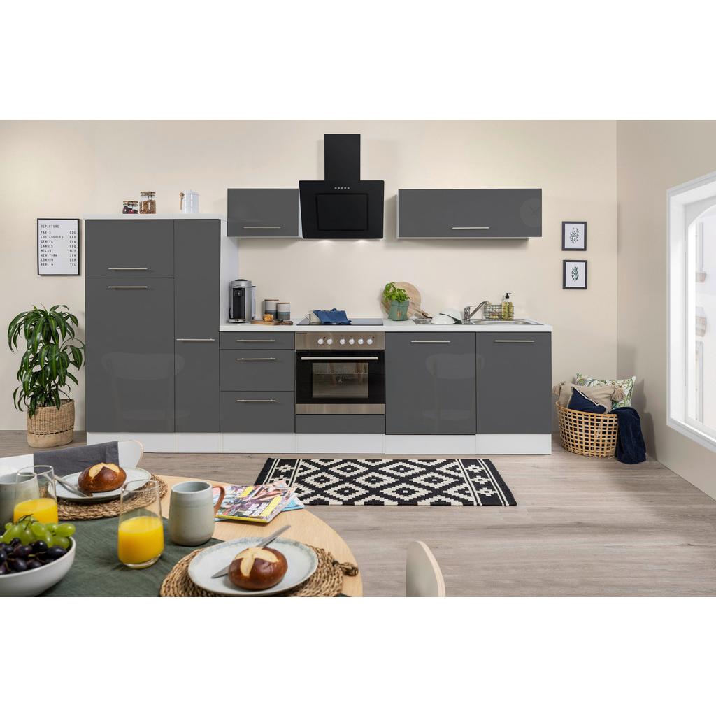Küchenzeile Mit Geräten 310 Cm Grau/weiß