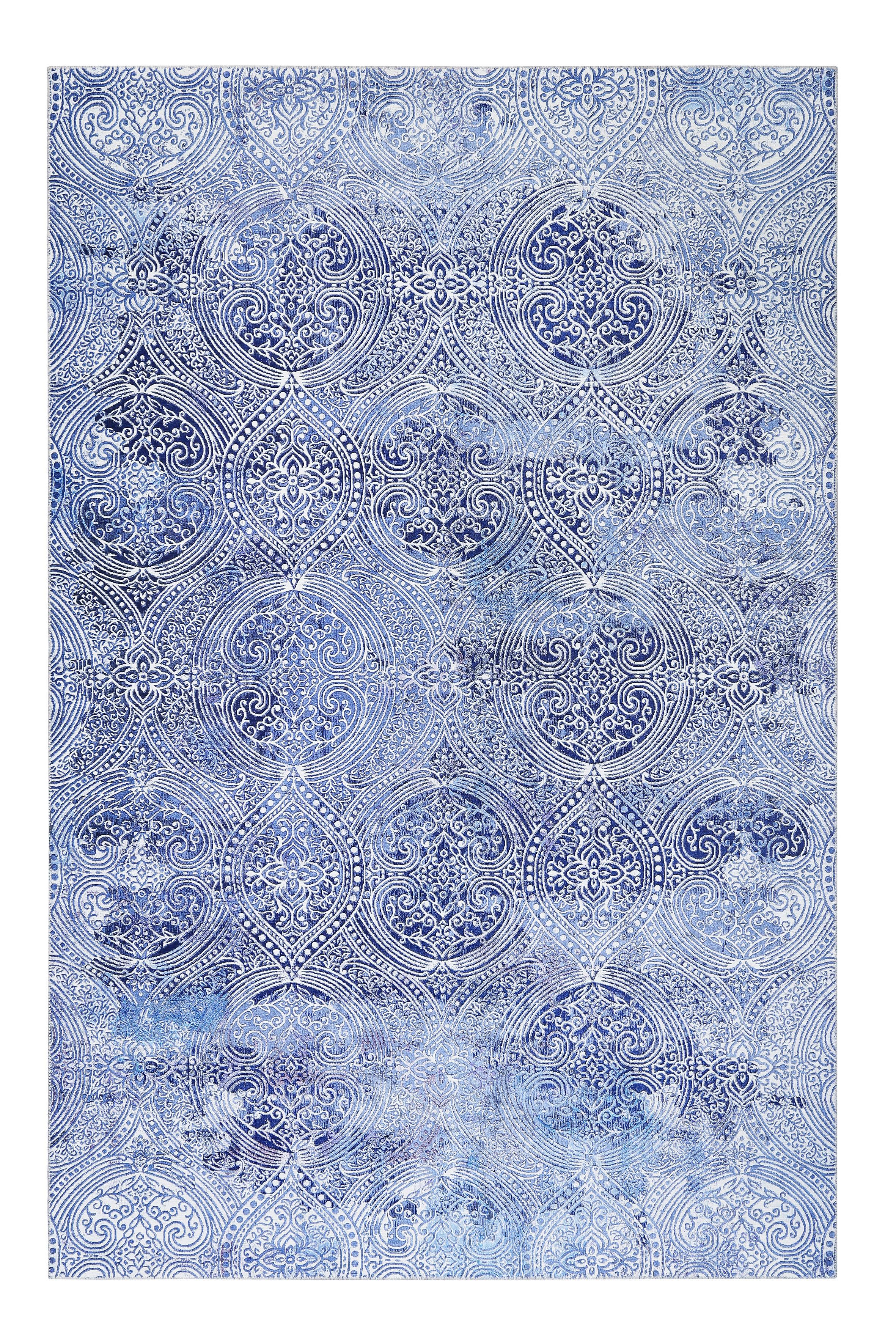Webteppich Grace Blau/silberfarben 190x290 Cm - Blau/Silberfarben, Design, Textil (190/290cm) - WECON HOME