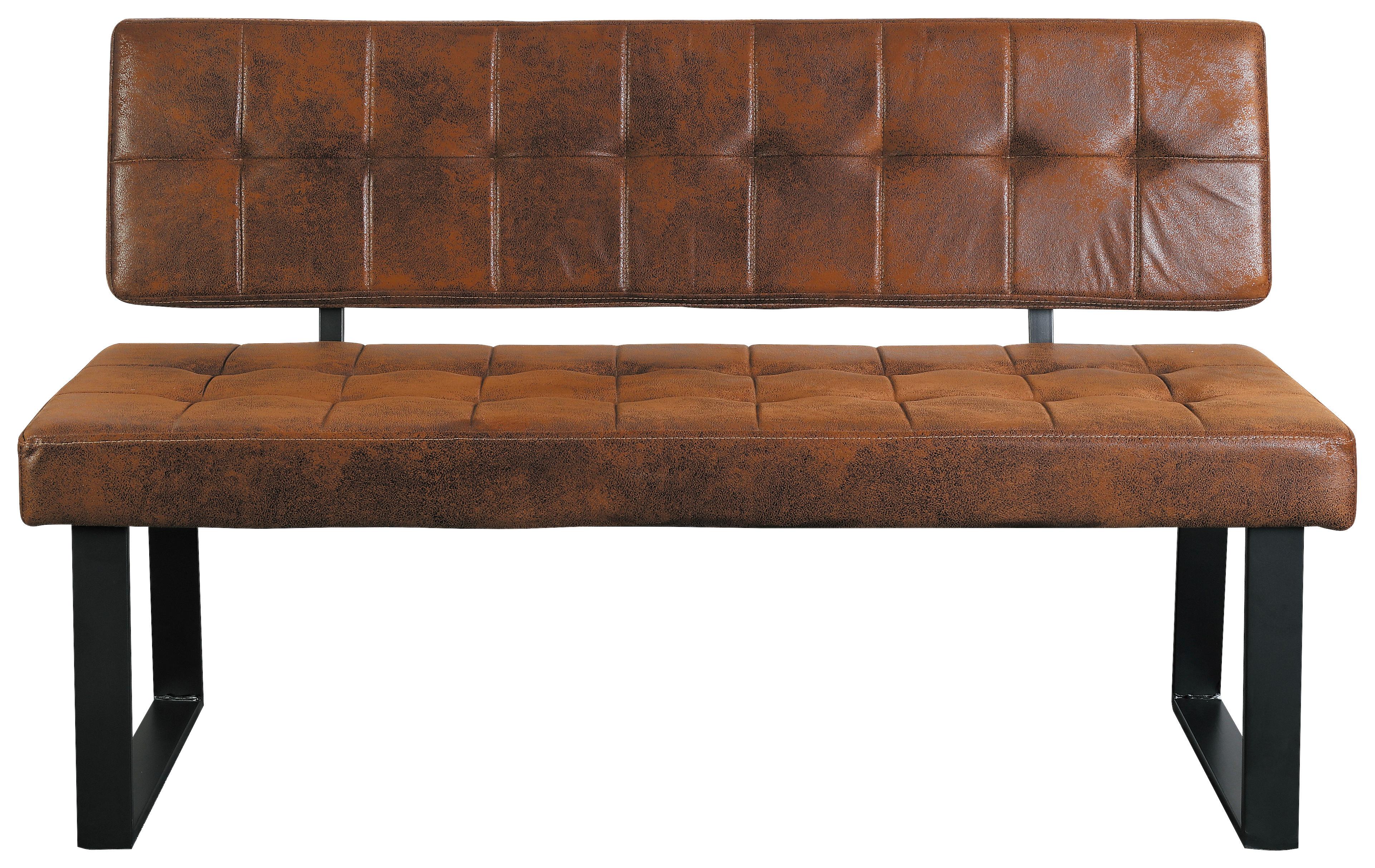 Sitzbank Braun Volda 140x85x56 cm - Schwarz/Braun, MODERN, Textil/Metall (140/85/56cm) - MID.YOU