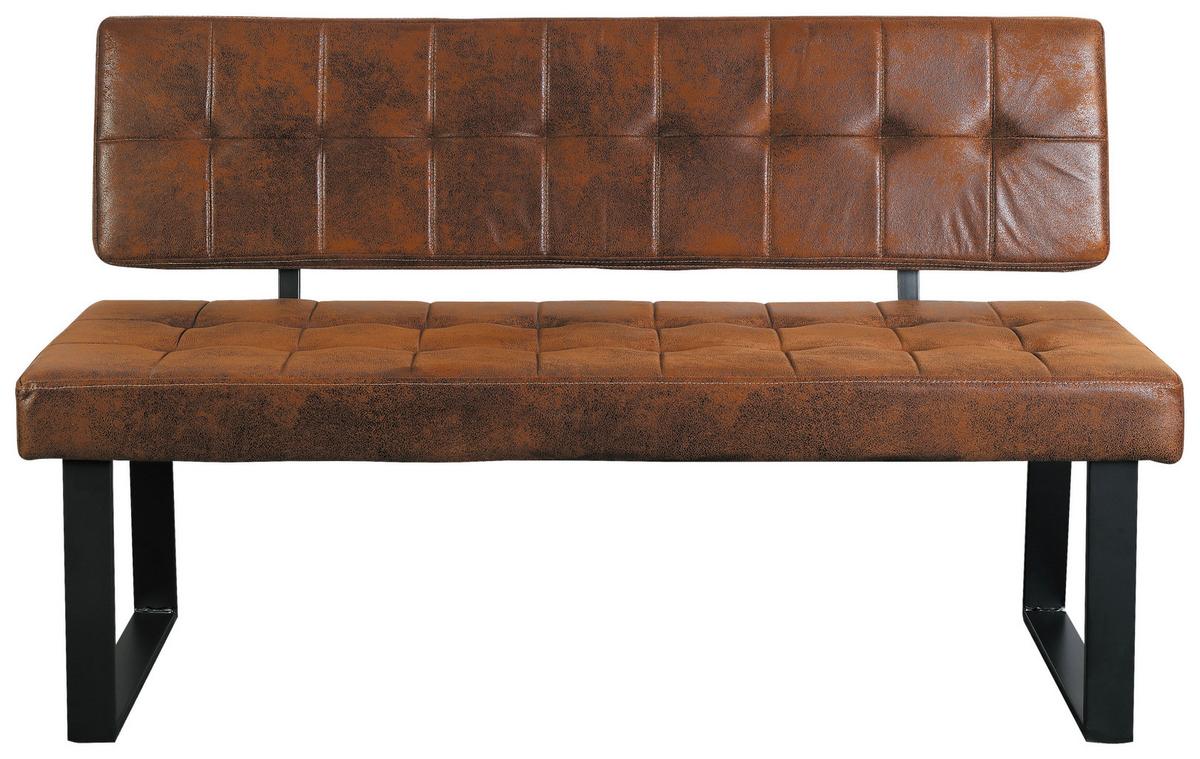Sitzbank Braun Volda 140x85x56 Cm - Schwarz/Braun, MODERN, Textil/Metall (140/85/56cm) - MID.YOU