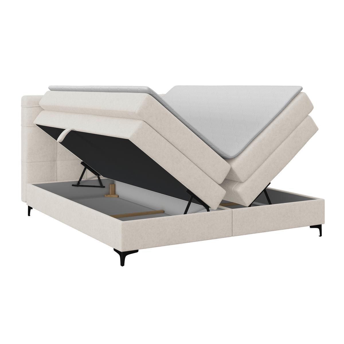 Boxspringbett MITTO Creme 200x200 cm - Creme/Schwarz, KONVENTIONELL, Textil/Metall (200/200cm)