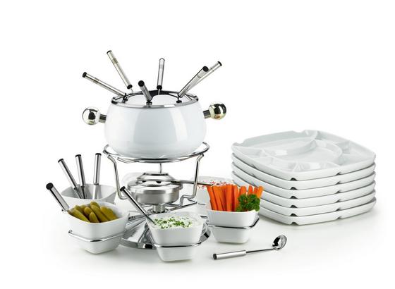 Fondueset 28tlg. für 6 Personen - Weiß, Basics, Keramik/Metall (35,5/28/34,5cm) - Mäser Fondueset 28tlg. für 6 Personen - Weiß, Basics, Keramik/Metall (35,5/28/34,5cm) - Mäser