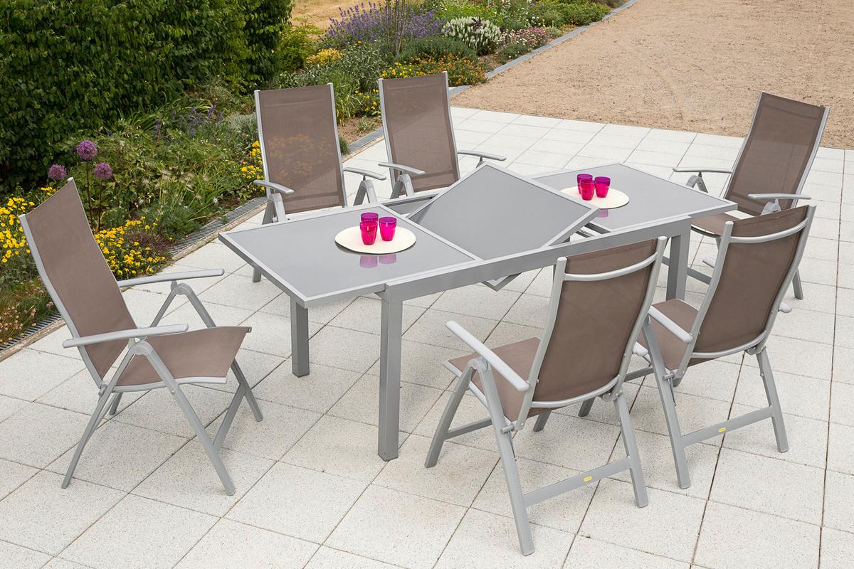 Gartenset Carrara - Taupe/Silberfarben, MODERN, Textil/Metall - Gardenson