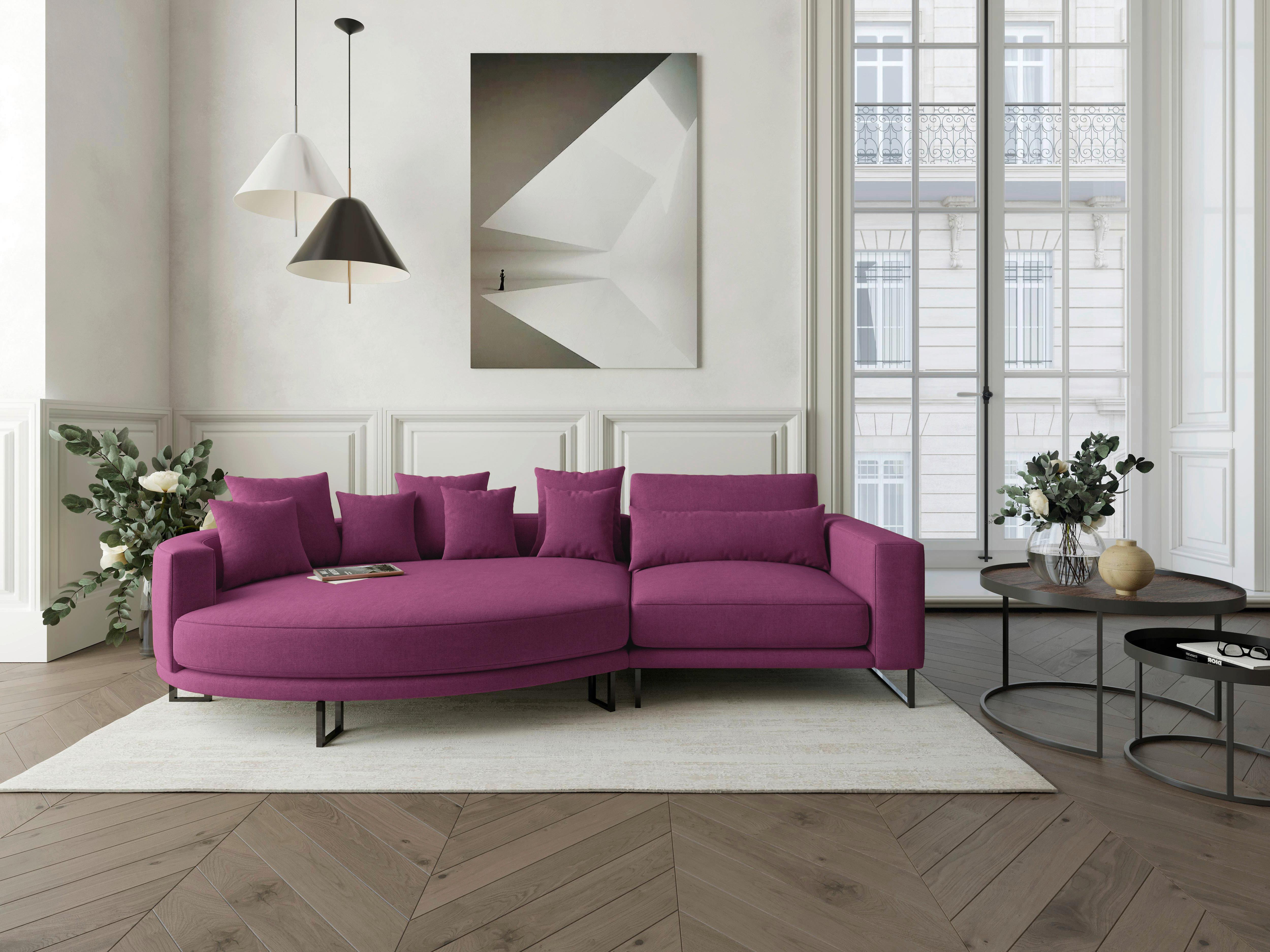 Bigsofa Natalia Magenta S: 150x283 Cm - Magenta/Schwarz, Design, Textil (150/283cm) - Livetastic
