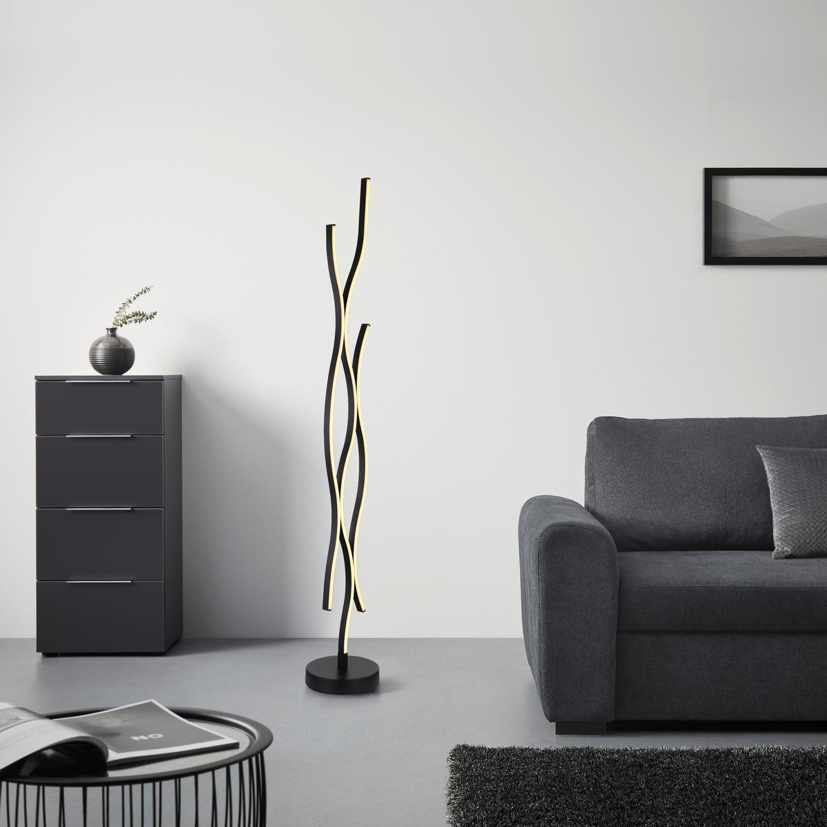 LED stojacia lampa RELO - čierna/opálová, Modern, kov/plast (20/135cm) - Mömax