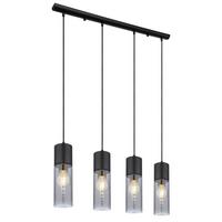 Hängeleuchte Nopä - Schwarz, KONVENTIONELL, Glas/Metall (80/9/156cm)