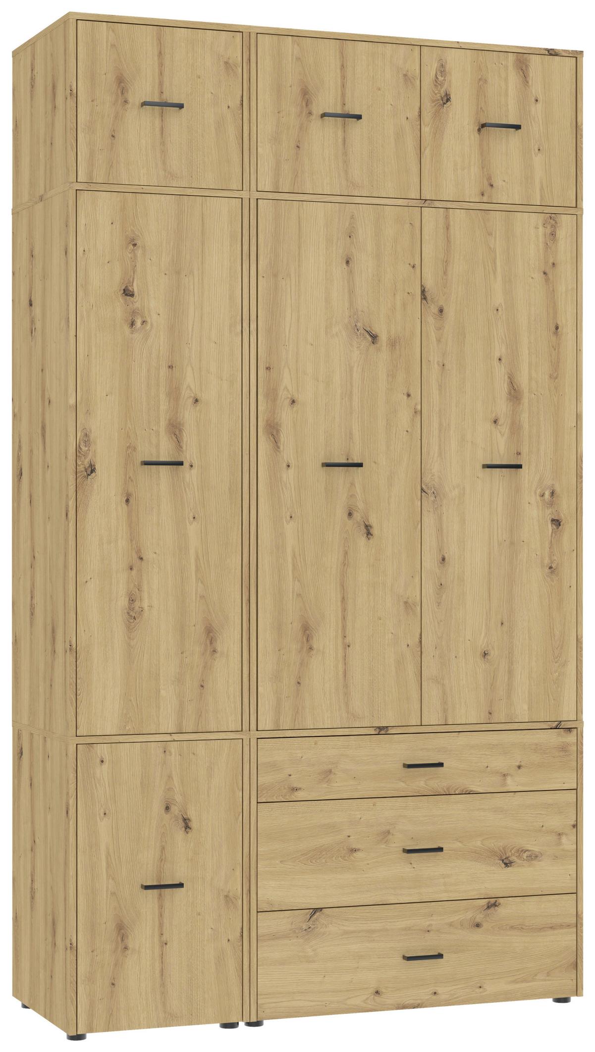 Kleiderschrank Kivo Eiche Artisan Dekor, B: 135 Cm - Eiche Artisan, Basics, Holzwerkstoff (135/239,40/52,1cm)