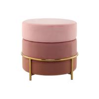 Pouf Samt Rosa H: 46 cm Rund - Goldfarben/Rosa, Basics, Holzwerkstoff/Textil (48,5/46/48,5cm) - Kayoom