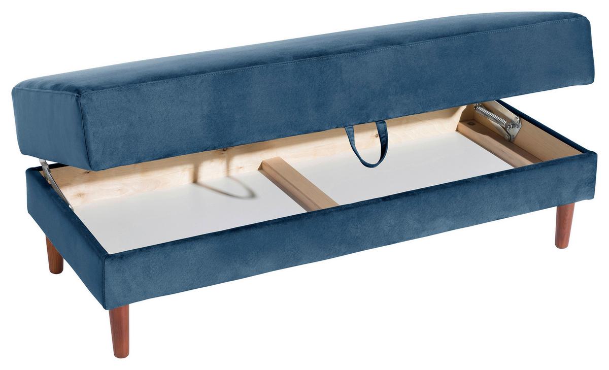 Ecksofa Mit Schlaffunktion Easy Relax Dunkelblau Samt - Eschefarben/Dunkelblau, Design, Textil (223/152cm) - Max Winzer