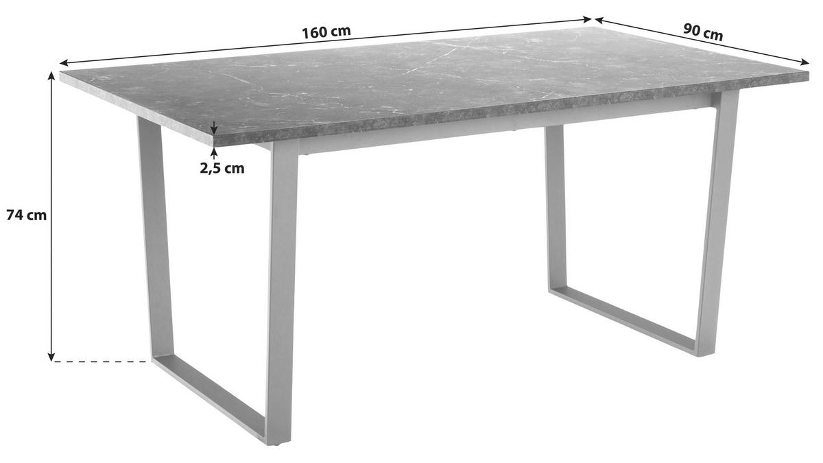 Jedálenský stôl AMBLE 160x90 - čierna, Trend, kov/kompozitné drevo (160/90/74cm) - MID.YOU