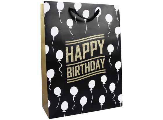 Geschenktasche Golden Birthday L - Goldfarben/Schwarz, MODERN, Karton (40/30/12cm) Geschenktasche Golden Birthday L - Goldfarben/Schwarz, MODERN, Karton (40/30/12cm)