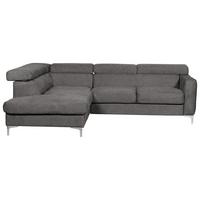 Ecksofa Sammy Graubraun - Chromfarben/Graubraun, Design, Textil (207/242cm) - Livetastic