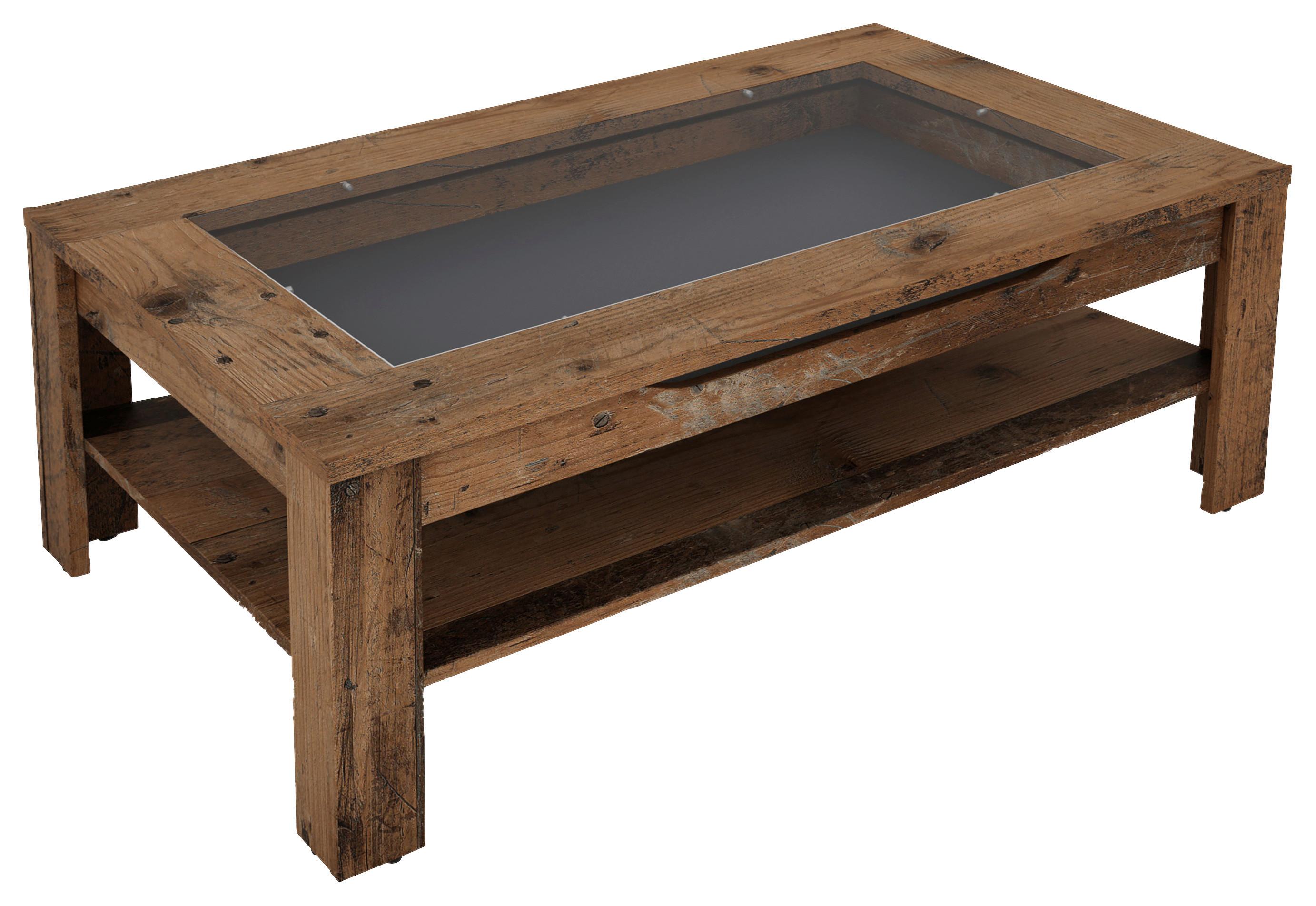 Couchtisch mit Glasplatte + Ablagefach Ralph Braun - Anthrazit/Braun, Basics, Glas/Holzwerkstoff (110/67/43cm) - MID.YOU