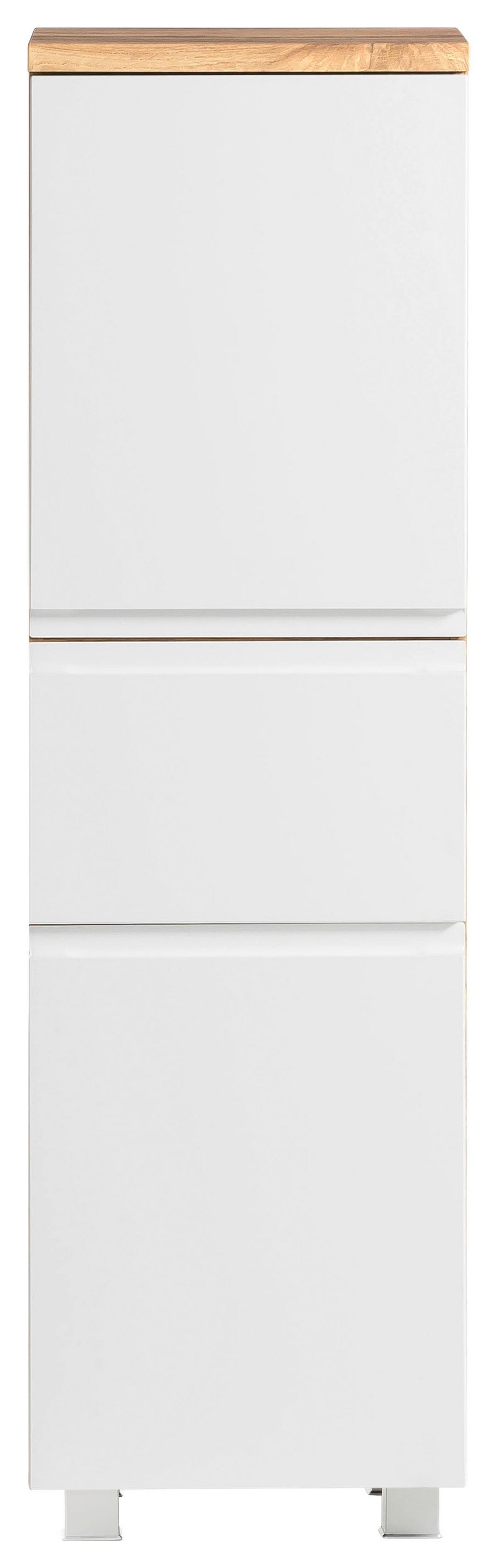 Midischrank Bad Varese B: 40 cm Weiß/Wotaneiche Dekor - Eiche Wotan/Weiß, MODERN, Holzwerkstoff (40/130/35cm) - Held
