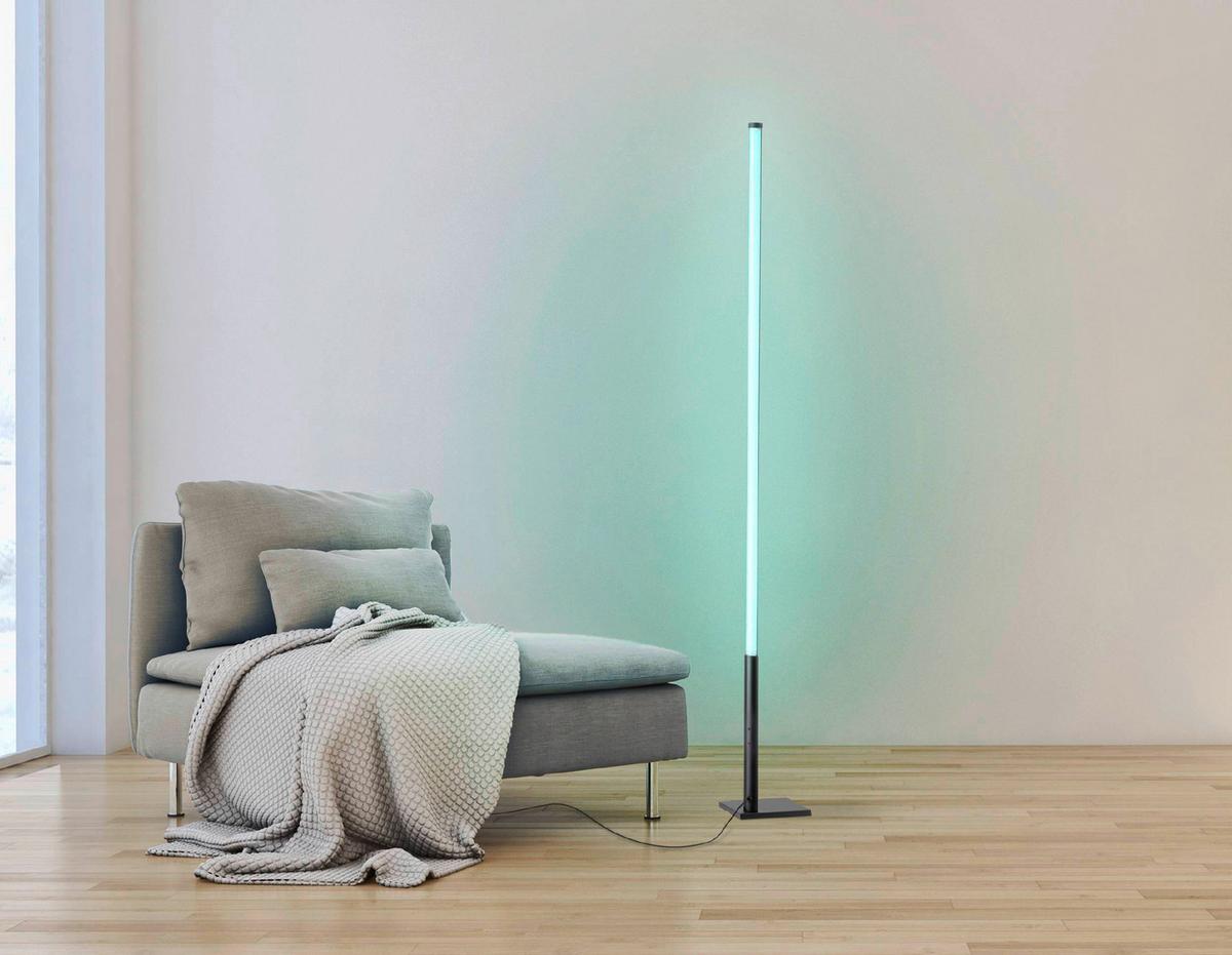 Stehlampe Picacha 1 Schwarz/Weiss - Schwarz/Weiß, Basics, Kunststoff/Metall (2/2/150cm) - Eglo