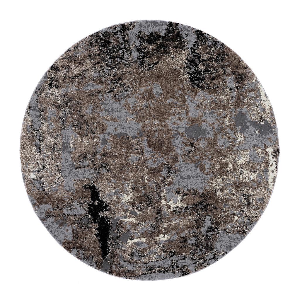 Webteppich Braun/Beige Timeline Quantum Rund Ø 160 cm