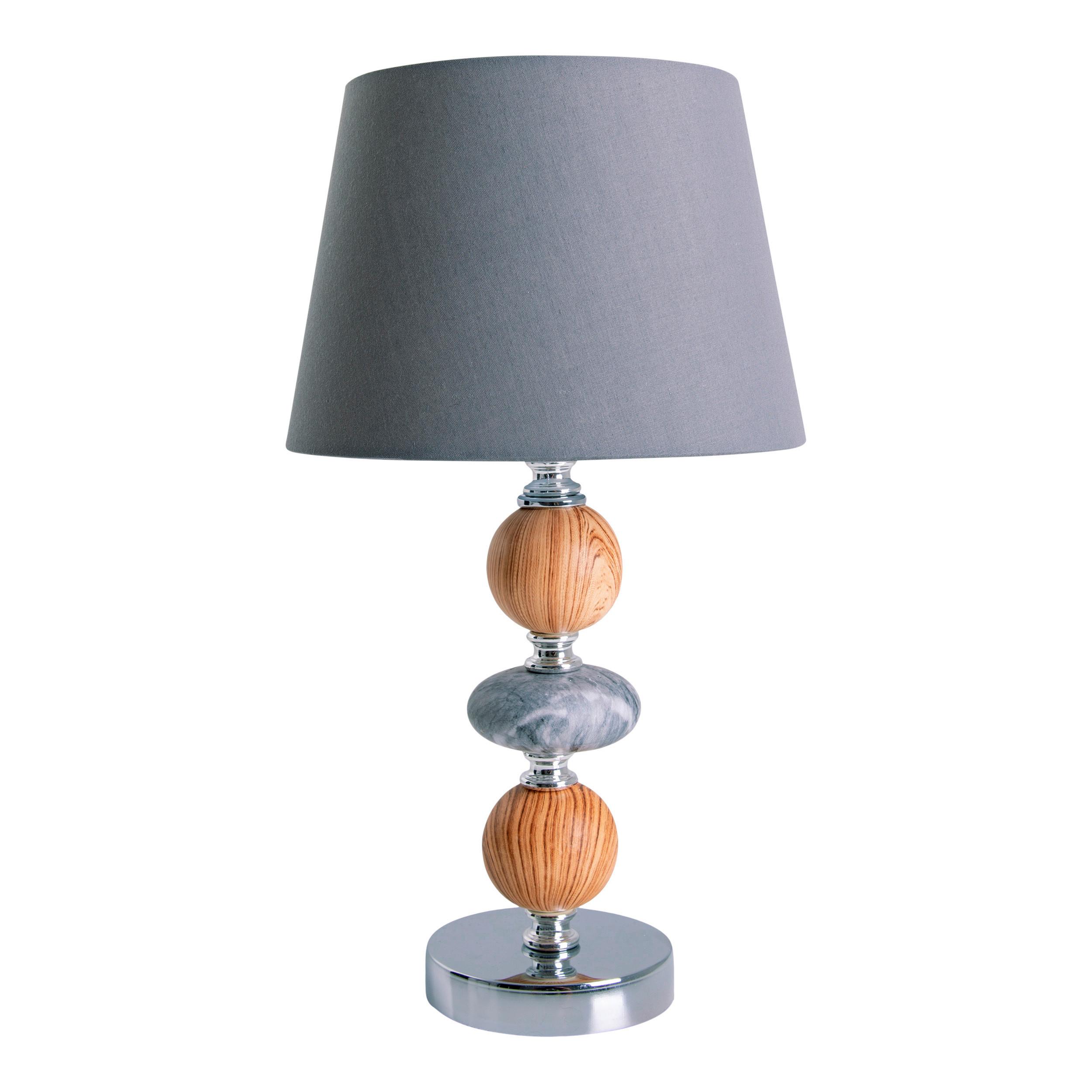 Tischlampe Braun/Grau/ Chromfarben mit Kippschlater - Chromfarben/Braun, Design, Keramik/Textil (20/36cm) - Näve