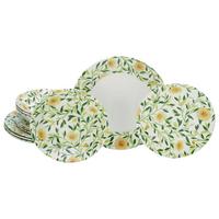Tafelservice Amarilla 12--Teilig., Grün, Weiß - Weiß/Grün, Basics, Keramik - Creatable