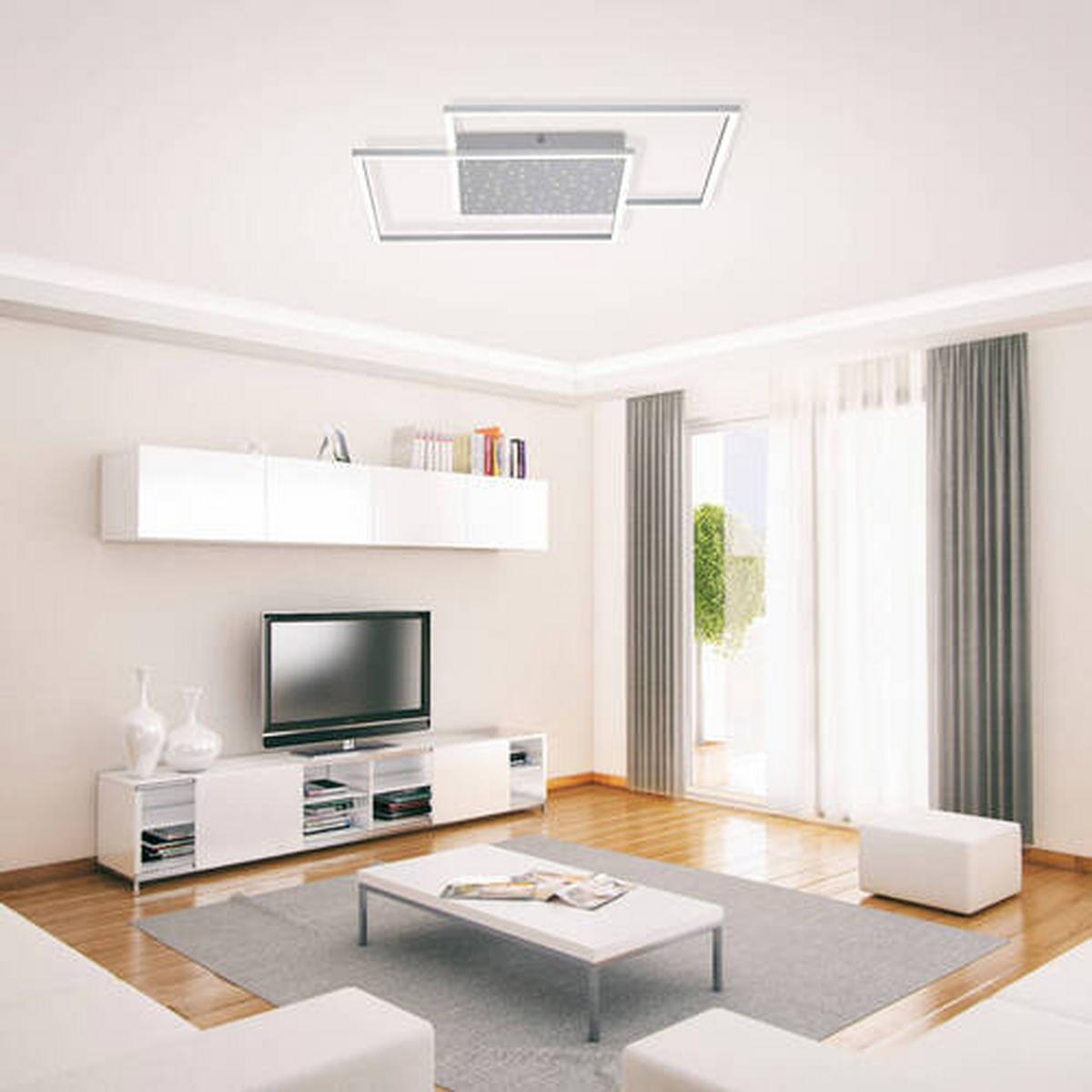 LED-Deckenleuchte YUKi L: 67 cm mit Sternenhimmel - Grau, Design, Metall (67/67/5cm) - Paul Neuhaus