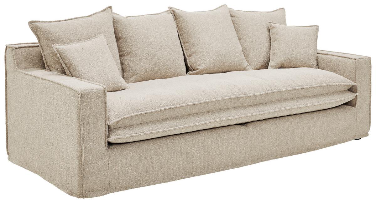 3-sitzer-sofa Aurora Beige Bouclé - Beige/Schwarz, Trend, Textil (227/92/105cm) - Livetastic