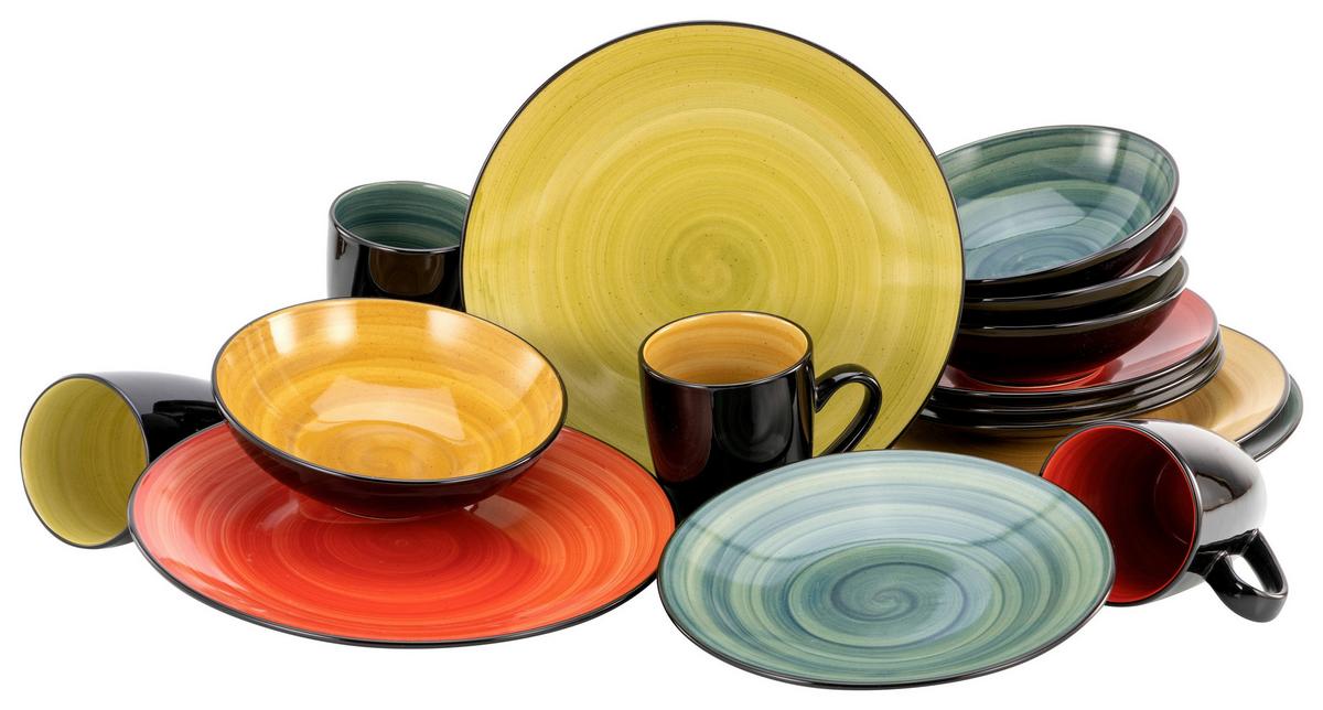 Kombiservice Samoa Keramik 4 Personen Handbemalt - Multicolor, MODERN, Keramik - Creatable