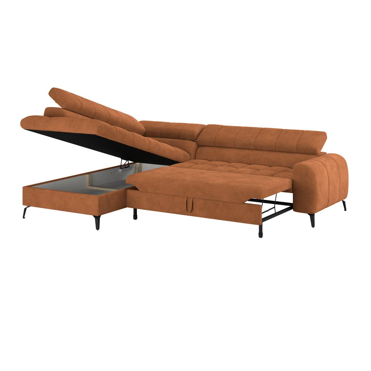 Ecksofa mit Schlaffunktion & Bettkasten Volf Rostfarben - Rostfarben/Schwarz, Trend, Kunststoff/Textil (203/261cm)