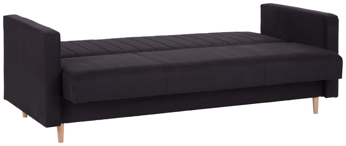 3-Sitzer-Sofa Mit Schlaffunktion Nicea Schwarz - Schwarz/Braun, MODERN, Holz/Kunststoff (210/117/75cm) - Ondega