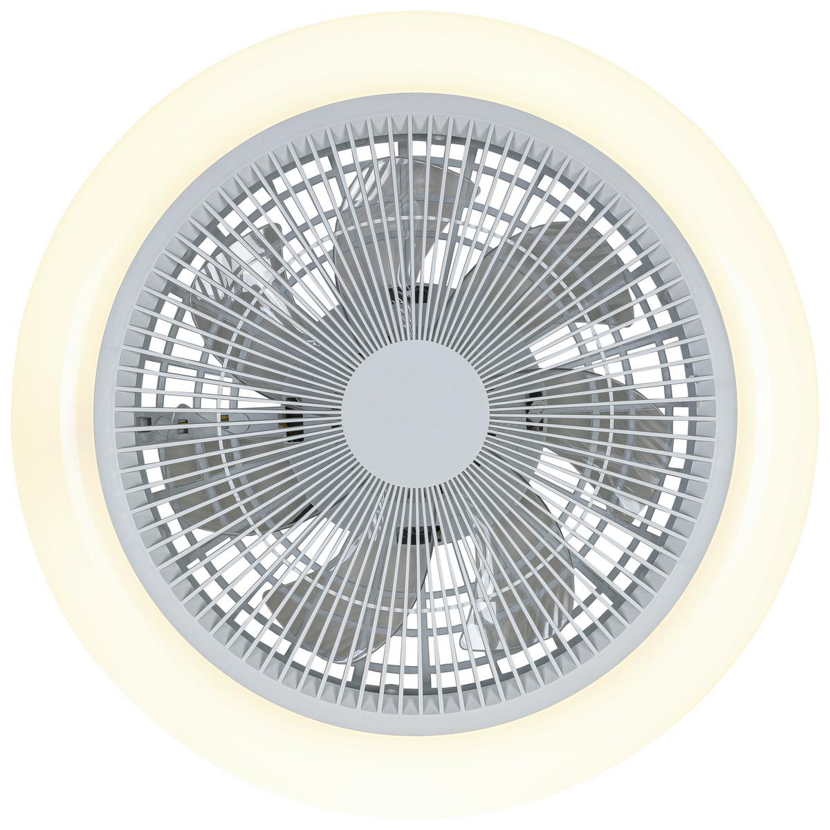 STROPNÍ VENTILÁTOR OLIVER - bílá/průhledné, Moderní, kov/plast (46/14,5/14,5cm) - Mömax