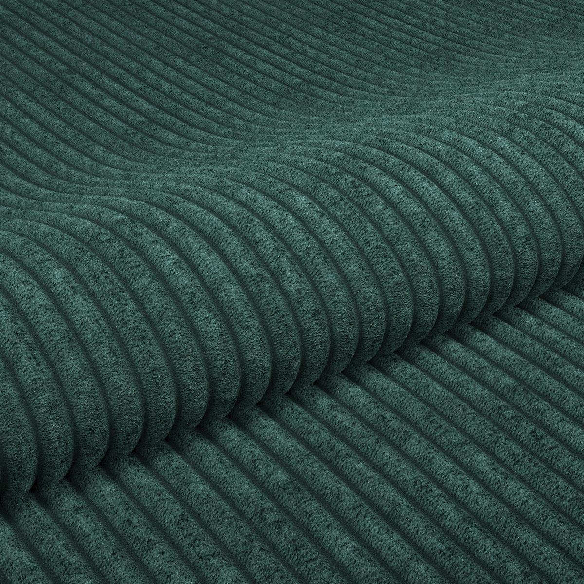Rohová sedačka PELLE, pravá, tmavě zelený manšestr - černá/tmavě zelená, Moderní, textil (265/180cm)