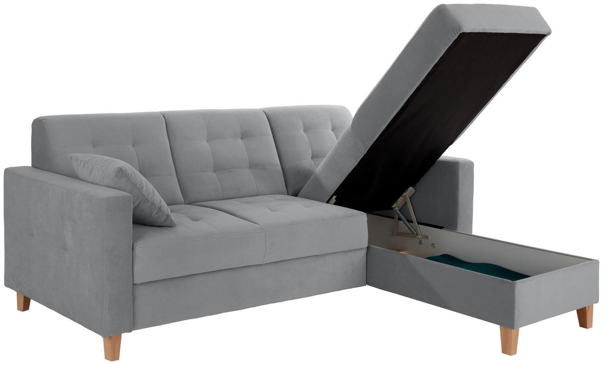 Ecksofa Bergen - Anthrazit/Naturfarben, Design, Textil (231/160cm) - Luca Bessoni