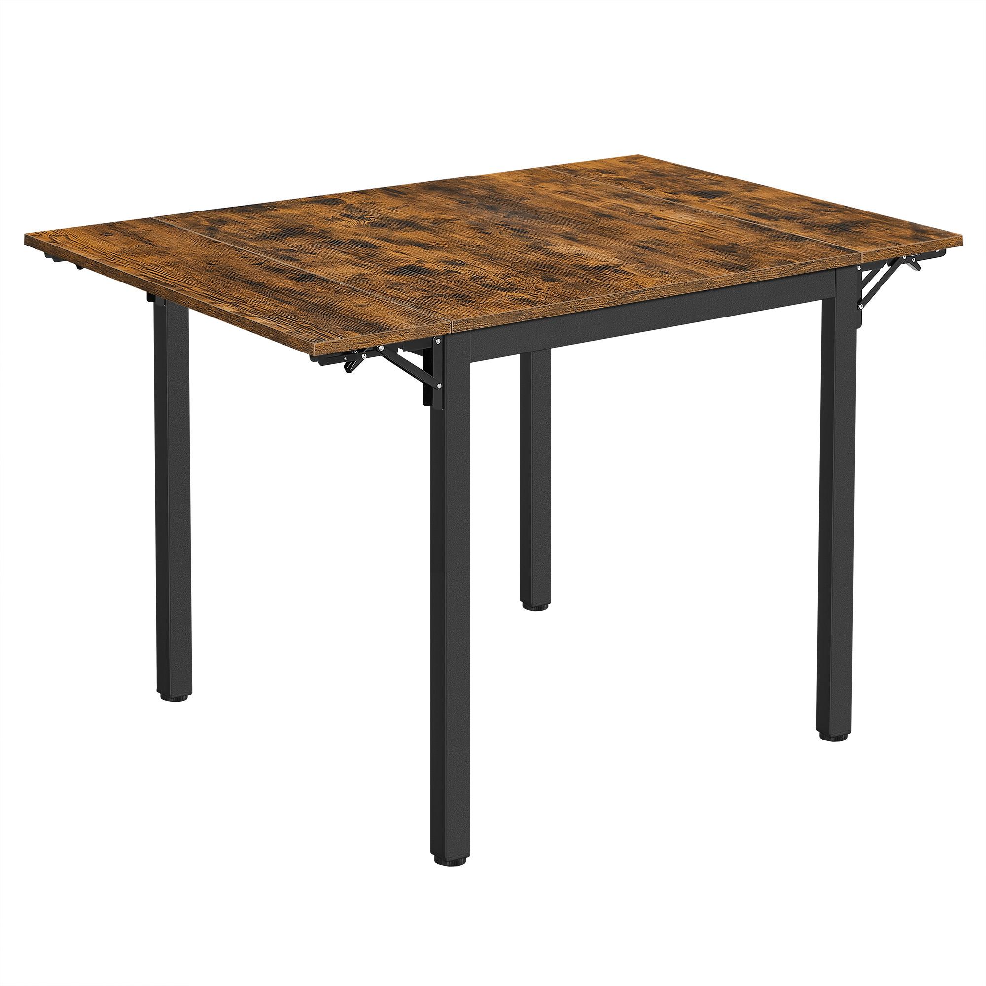 Esstisch Vasagle ausziehbar Braun, Schwarz, 85-120x78 cm - Schwarz/Braun, Basics, Holzwerkstoff/Metall (85-120/78/75cm) - Boxxx