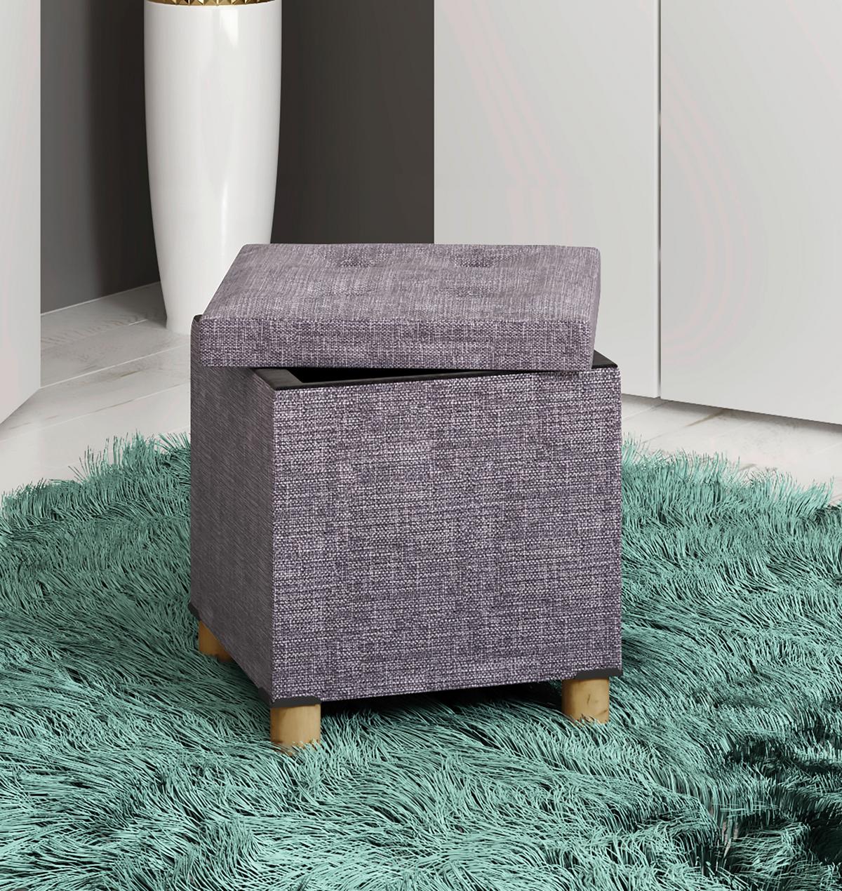 Sedací box SIZOS M světle šedá - světle šedá/hnědá, Moderní, kompozitní dřevo/textil (38/40/38cm) - MID.YOU