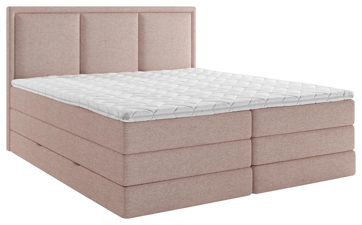 Boxspringbett Mit Topper & Bettkasten 160x200 Swing - Rosa, Design, Textil (160/200cm) - MID.YOU
