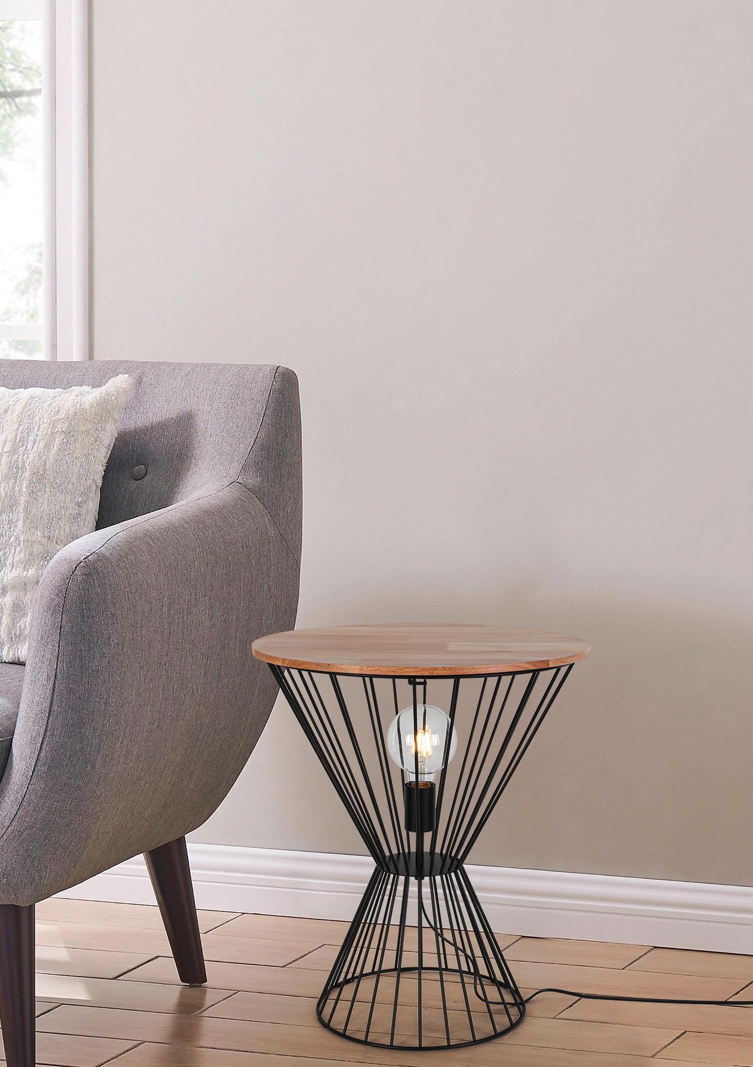 STOLNÍ LAMPA TABLE - černá/barvy dubu, Moderní, kov/dřevo (45/54cm) - Mömax