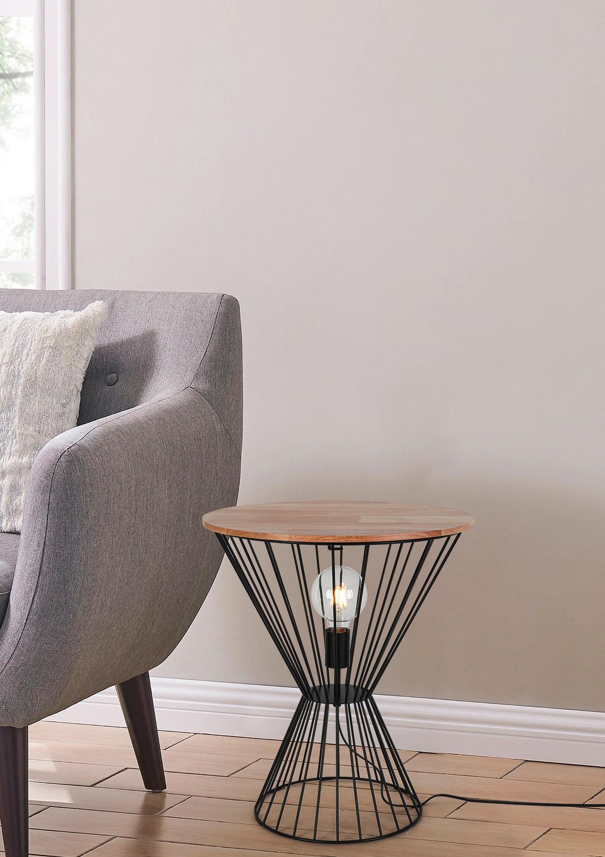 STOLNÍ LAMPA TABLE - černá/barvy dubu, Moderní, kov/dřevo (45/54cm) - Mömax