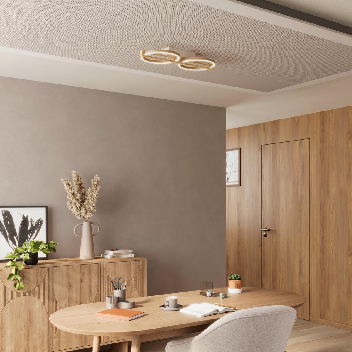 LED-DECKENLEUCHTE CAMILLO - Champagner/Naturfarben, Basics, Holzwerkstoff/Kunststoff (46/20/6cm) - Luca Bessoni